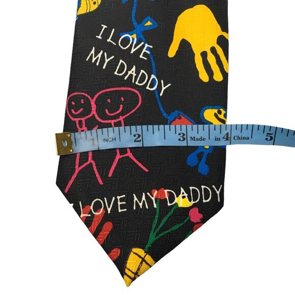 Vintage Ralph Marlin Tie Daddy's Drawings 1999 Men's I Love My Dad Necktie - Picture 7 of 7